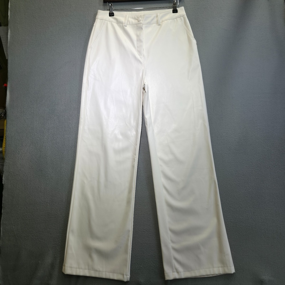 Idem‎ Ditto Women's Cream Faux Leather Trousers Size Large (30x31.5) NWT